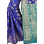 Generic Women's Jacquard Woven Saree With Unstitched Blouse 5.5Mtr (Blue) - Image 3