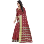 Generic Women's Silk Blend Woven Saree With Unstitched Blouse 5.5Mtr (Red) - Image 3