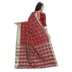 Generic Women's Silk Blend Woven Saree With Unstitched Blouse 5.5Mtr (Red) - Image 4