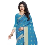 Generic Women's Silk Blend Woven Saree With Unstitched Blouse 5.5Mtr (Light Green) - Image 2