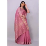 Generic Women's Silk Blend Woven Saree With Unstitched Blouse 5.5Mtr (Pink) - Image 2