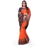 Generic Women's Silk Blend Woven Saree With Unstitched Blouse 5.5Mtr (Orange) - Image 4