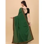 Generic Women's Chiffon Self Design Saree With Unstitched Blouse 5.5Mtr (Green) - Image 4