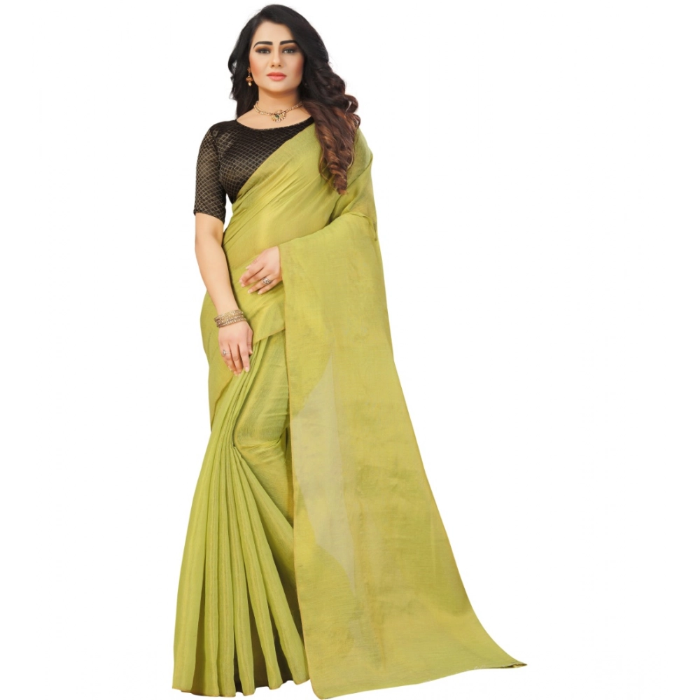 53926454674_eae282f943_o_d-1000x1000-1.webp Generic Women's Cotton Silk Self Design Saree With Unstitched Blouse 5.5Mtr (Light Green) - Image 1