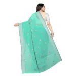 Generic Women's Cotton Silk Embroidered Saree With Unstitched Blouse 5.5Mtr (Light Green) - Image 4