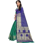 Generic Women's Jacquard Woven Saree With Unstitched Blouse 5.5Mtr (Green) - Image 3