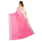 Generic Women's Cotton Silk Self Design Saree With Unstitched Blouse 5.5Mtr (Pink) - Image 4