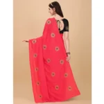 Generic Women's Silk Blend Embroidered Saree With Unstitched Blouse 5.5Mtr (Pink) - Image 3