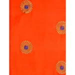 Generic Women's Silk Blend Embroidered Saree With Unstitched Blouse 5.5Mtr (Orange) - Image 2