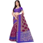 Generic Women's Jacquard Woven Saree With Unstitched Blouse 5.5Mtr (Purple) - Image 2
