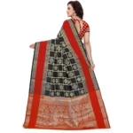 Generic Women's Jacquard Woven Saree With Unstitched Blouse 5.5Mtr (Red-Black) - Image 4