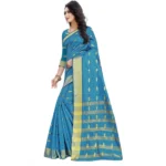 Generic Women's Silk Blend Woven Saree With Unstitched Blouse 5.5Mtr (Light Green) - Image 3