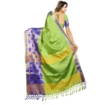 Generic Women's Jacquard Woven Saree With Unstitched Blouse 5.5Mtr (Green) - Image 4
