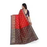 Generic Women's Jacquard Woven Saree With Unstitched Blouse 5.5Mtr (Red) - Image 3