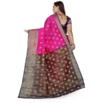 Generic Women's Jacquard Woven Saree With Unstitched Blouse 5.5Mtr (Pink) - Image 3