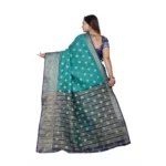 Generic Women's Jacquard Woven Saree With Unstitched Blouse 5.5Mtr (Green) - Image 3