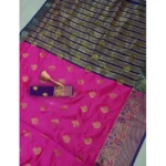 Generic Women's Silk Blend Woven Saree With Unstitched Blouse 5.5Mtr (Pink) - Image 5