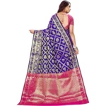 Generic Women's Jacquard Woven Saree With Unstitched Blouse 5.5Mtr (Blue) - Image 2