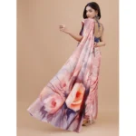 Generic Women's Crepe Digital Print Saree With Unstitched Blouse 5.5Mtr (Multicolor) - Image 4