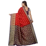Generic Women's Silk Blend Woven Saree With Unstitched Blouse 5.5Mtr (Purple-Red) - Image 4