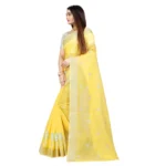 Generic Women's Cotton Silk Embroidered Saree With Unstitched Blouse 5.5Mtr (Yellow) - Image 2