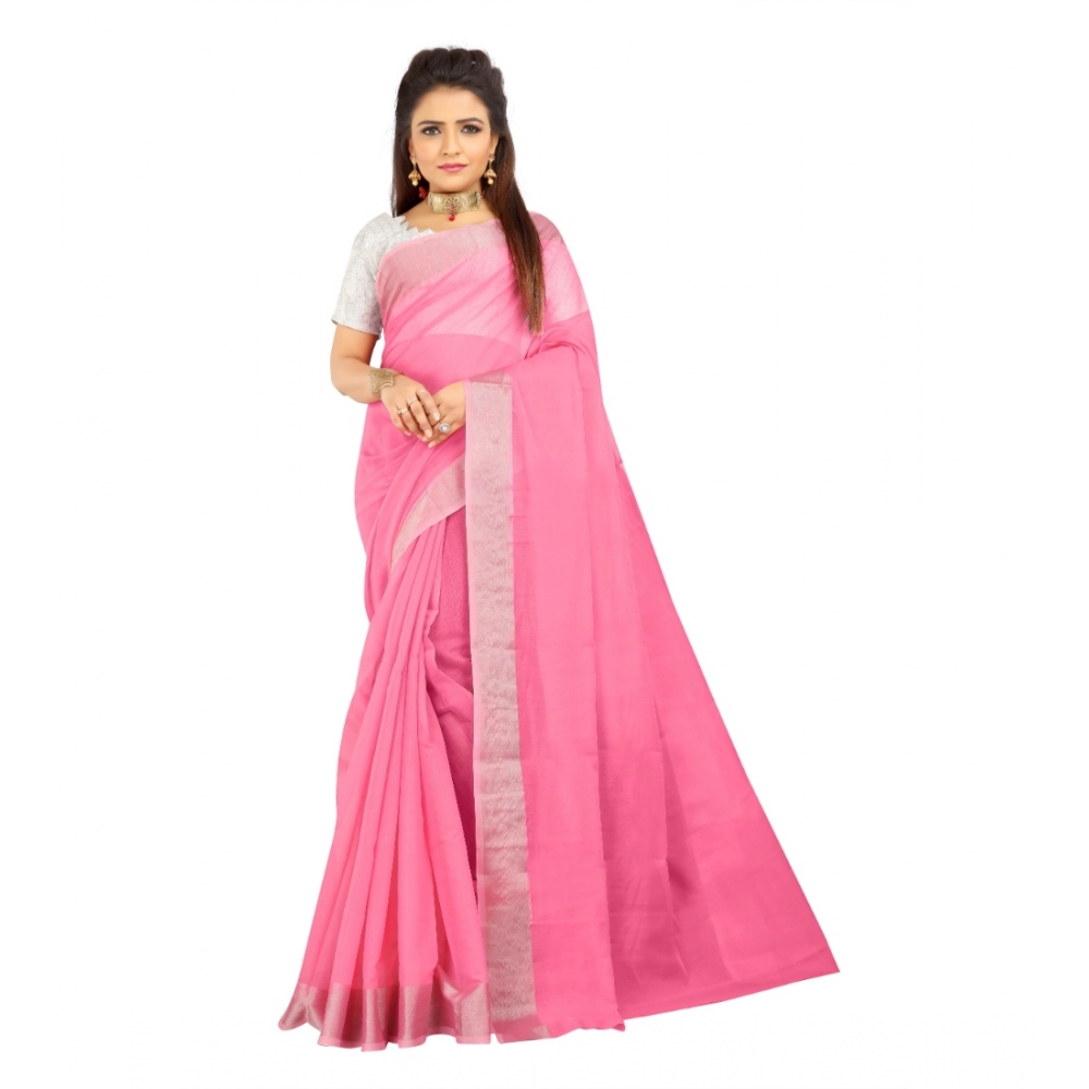 53926557650_00d180bc07_o_d-1000x1000-1.webp Generic Women's Cotton Silk Self Design Saree With Unstitched Blouse 5.5Mtr (Pink) - Image 1