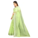 Generic Women's Cotton Silk Self Design Saree With Unstitched Blouse 5.5Mtr (Light Green) - Image 2
