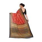 Generic Women's Georgette Floral Print Saree With Unstitched Blouse 5.5Mtr (Red) - Image 4