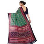 Generic Women's Georgette Floral Print Saree With Unstitched Blouse 5.5Mtr (Green) - Image 3