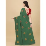 Generic Women's Silk Blend Embroidered Saree With Unstitched Blouse 5.5Mtr (Light Green) - Image 3