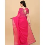 Generic Women's Silk Blend Embellished Saree With Unstitched Blouse 5.5Mtr (Pink) - Image 3
