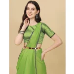 Generic Women's Silk Blend Embellished Saree With Unstitched Blouse 5.5Mtr (Green) - Image 4