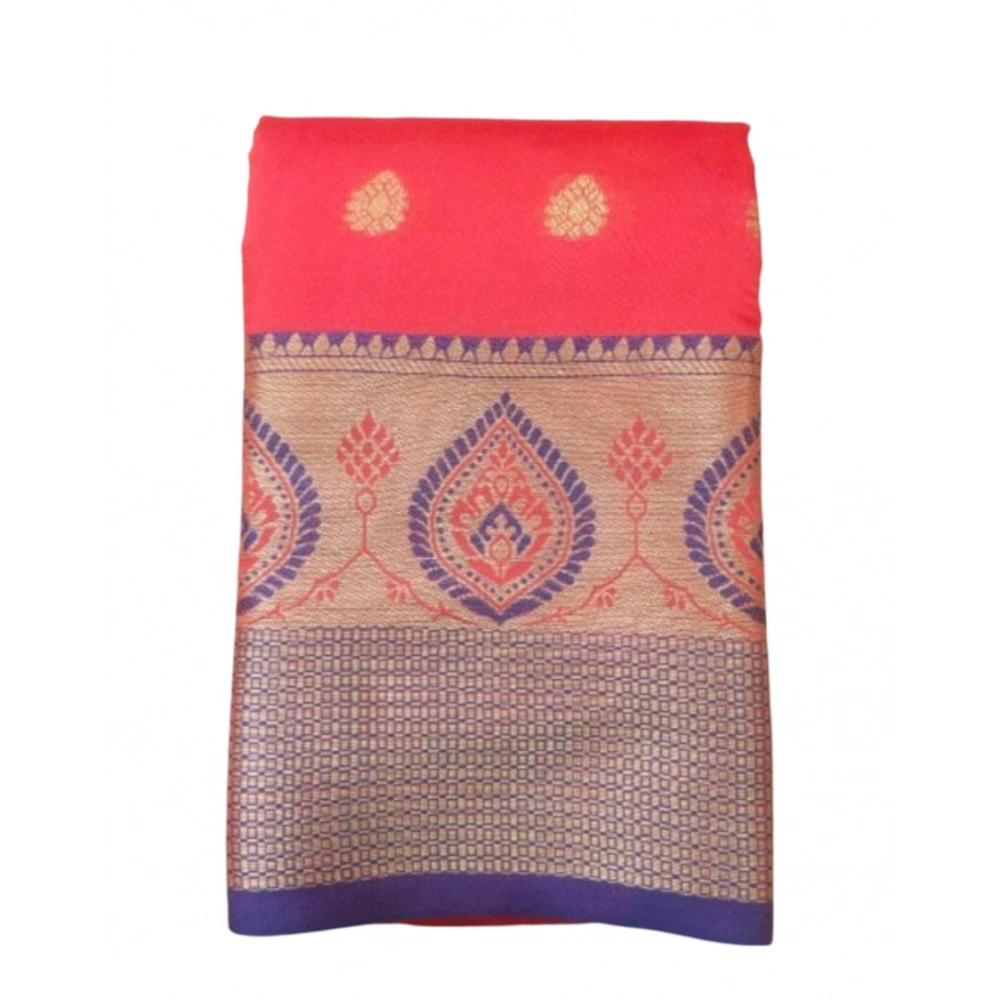 53936583657_a9ae779796_o_d-1000x1000-1.webp Generic Women's Silk Blend Woven Saree With Unstitched Blouse 5.5Mtr (Red) - Image 1
