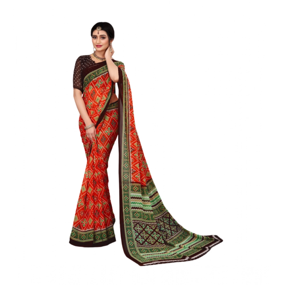 53937817864_4dd4305a80_o_d-1000x1000-1.webp Generic Women's Georgette Floral Print Saree With Unstitched Blouse 5.5Mtr (Red) - Image 1