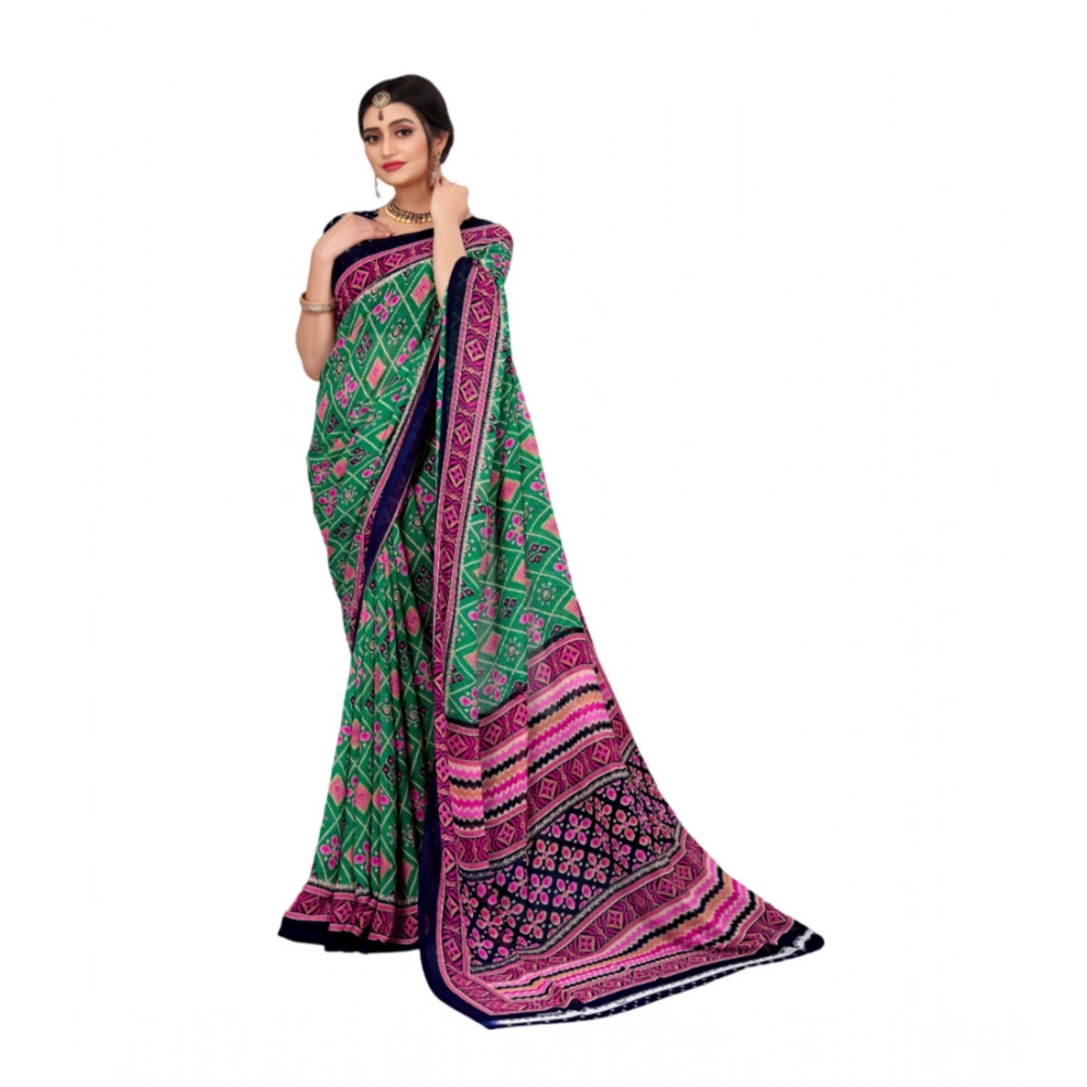 53937942940_36f95302d6_o_d-1000x1000-1.webp Generic Women's Georgette Floral Print Saree With Unstitched Blouse 5.5Mtr (Green) - Image 1