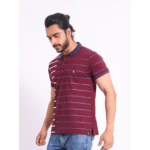 Generic Men's Casual Cotton Printed Polo Neck Half Sleeve T-Shirt (Purple) - Image 3