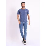 Generic Men's Casual Cotton Printed Round Neck Half Sleeve T-Shirt (Blue) - Image 7