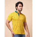 Generic Men's Casual Cotton Printed Polo Neck Half Sleeve T-Shirt (Yellow) - Image 4