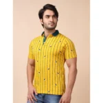 Generic Men's Casual Cotton Printed Polo Neck Half Sleeve T-Shirt (Yellow) - Image 3