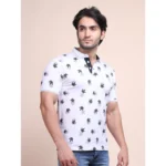 Generic Men's Casual Cotton Printed Polo Neck Half Sleeve T-Shirt (White) - Image 4