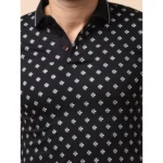 Generic Men's Casual Cotton Printed Polo Neck Half Sleeve T-Shirt (Black) - Image 6