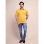 Generic Men's Casual Cotton Printed Polo Neck Half Sleeve T-Shirt (Mustard) - Image 7