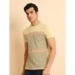 Generic Men's Casual Cotton Printed Round Neck Half Sleeve T-Shirt (Beige) - Image 4