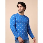 Generic Men's Casual Cotton Printed Round Neck Full Sleeve T-Shirt (Blue) - Image 4