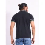 Generic Men's Casual Cotton Printed Polo Neck Half Sleeve T-Shirt (Black) - Image 2