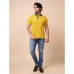 Generic Men's Casual Cotton Printed Polo Neck Half Sleeve T-Shirt (Yellow) - Image 7