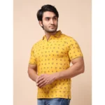 Generic Men's Casual Cotton Printed Polo Neck Half Sleeve T-Shirt (Mustard) - Image 3