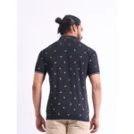 Generic Men's Casual Cotton Printed Polo Neck Half Sleeve T-Shirt (Black) - Image 2