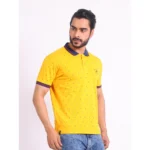 Generic Men's Casual Cotton Printed Polo Neck Half Sleeve T-Shirt (Turmeric) - Image 4