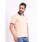 Generic Men's Casual Cotton Printed Polo Neck Half Sleeve T-Shirt (Peach) - Image 3